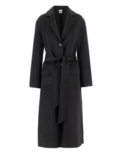 Шерстяное пальто с поясом, черный Aspesi