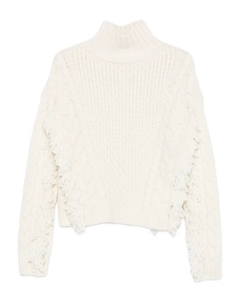 Свитер фактурной вязки с бахромой, нейтральный Maje