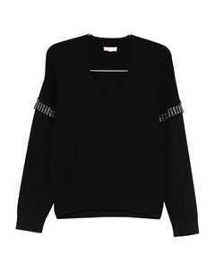 Джемпер с V-образным вырезом и люверсами, черный Liu jo