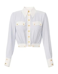 Двухцветная рубашка на пуговицах, синий Elisabetta franchi