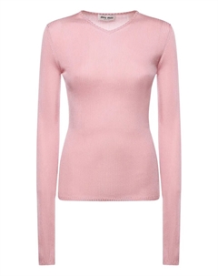 Топ в рубчик с V-образным вырезом, розовый Miu miu