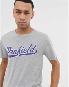 Серая меланжевая футболка с круглым вырезом и логотипом на груди Mendona Penfield