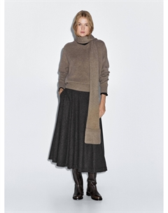 Расклешенная юбка миди в клетку гингем, черный Massimo dutti