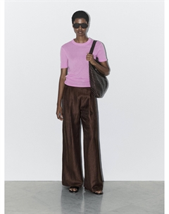 Вязаный свитер с коротким рукавом - студия, лавандовый Massimo dutti