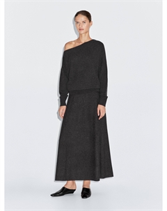 Длинная расклешенная юбка из шерстяной смесовой трикотажной ткани, антрацитово-серый Massimo dutti