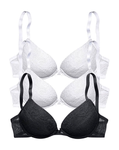 Бюстгальтер пуш-ап, Black/White Petite fleur