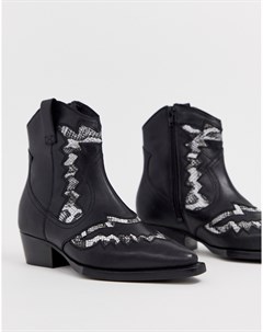 Кожаные ботинки в стиле вестерн со змеиным принтом на вставках Jacky Jo Bronx