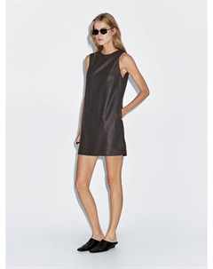 Мини-Платье в елочку с карманами, коричневый Massimo dutti