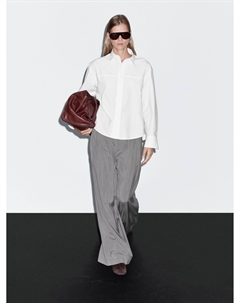 Рубашка из 100% хлопка с декоративными швами, белый Massimo dutti