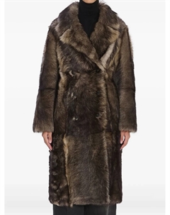 Двубортная шуба из меха ягненка, серый Yves salomon