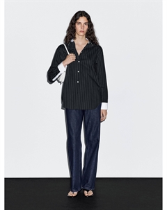 Полосатая рубашка с контрастной деталью, темно-синий Massimo dutti