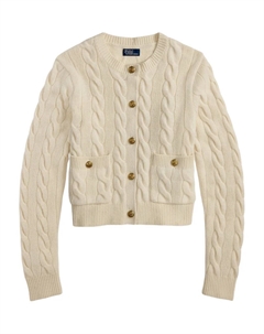 Кардиган фактурной вязки на пуговицах, нейтральный Polo ralph lauren