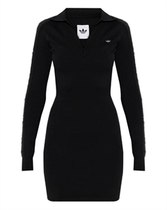 Мини-платье с длинными рукавами и воротником поло, черный Adidas