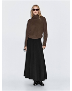 100% шерстяной трикотажный свитер с высоким воротом, Mole Brown Massimo dutti