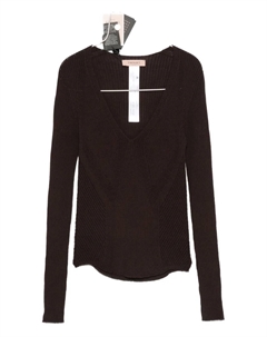 Свитер в рубчик с V-образным вырезом, коричневый Twinset