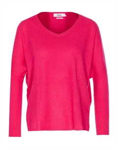 Кашемировый свитер с V-образным вырезом, розовый Not shy