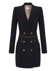 Двубортное платье с отделкой цепями, черный Elisabetta franchi