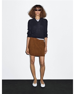 Мини-Юбка из замши наппа с отстрочкой, Brandy Massimo dutti