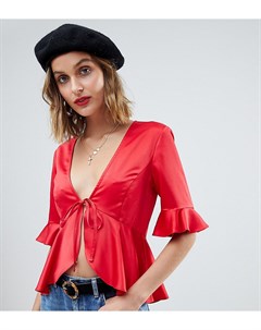 Атласная блузка с завязкой Inspired Reclaimed vintage