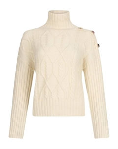 Шерстяная водолазка с украшенными стразами пуговицами, нейтральный Liu jo