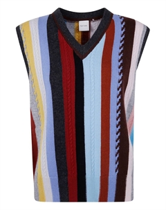 Кофта вязаной текстуры с фирменным принтом в полоску, черный Paul smith