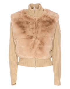 Жакет из трикотажа в рубчик с искусственным мехом, нейтральный Moose knuckles