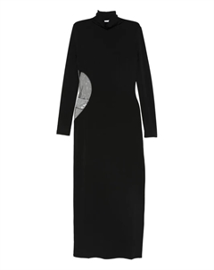 Платье с высоким воротником, украшенное стразами, черный Patrizia pepe