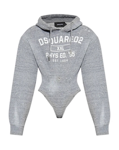 Боди с капюшоном и эффектом состаренности, серый Dsquared2