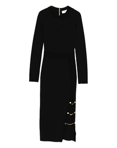 Платье в рубчик с отделкой цепочкой, черный Elisabetta franchi