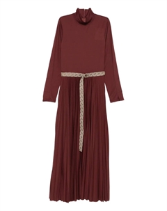 Платье с плиссировкой и высоким воротом, красный Herno