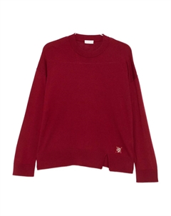 Свитер с вставкой-логотипом и разрезом на подоле, красный Liu jo