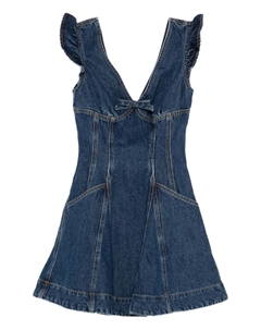 Джинсовое платье с оборками, синий Self-portrait