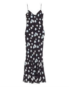 Миди-платье с цветочным принтом, синий Self-portrait