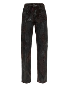 Хлопковые брюки с анималистичным принтом, черный Dsquared2