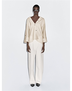 Рубашка с закатанными рукавами, кремовый Massimo dutti