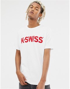 Белая футболка с логотипом K swiss