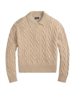 Кабельная вязаная кофта с воротником-стойкой, коричневый Polo ralph lauren