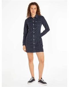 Вельветовое платье Tommy Jeans "TJW SLIM LS WASHED CORD DRESS", из модного вельветового материала, синий Tommy hilfiger