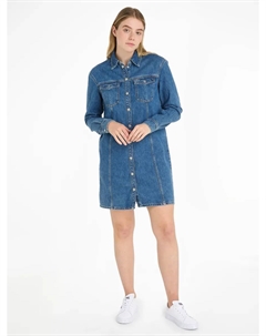Джинсовое платье Tommy Jeans "ALINE LS DRESS AH5032 EXT", с вышивкой логотипа, цвет Denim_Medium Tommy hilfiger