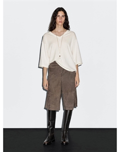 Свитер из смесовой шерсти с V-образным вырезом, белый Massimo dutti