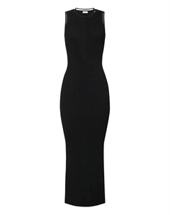 Платье миди в рубчик с логотипом, черный Elisabetta franchi