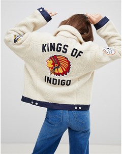 Джинсовая куртка с искусственным мехом и нашивками Kings of indigo