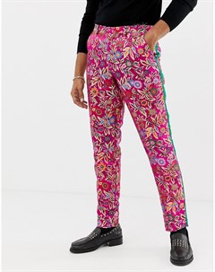 Розовые жаккардовые облегающие брюки для смокинга Asos edition