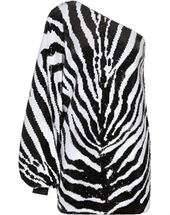 Платье мини с пайетками и зебровым принтом, черный Dolce&gabbana