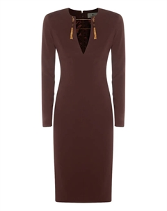 Платье с длинными рукавами, украшенное кисточками, красный Elisabetta franchi