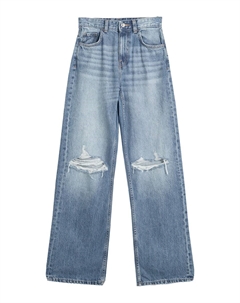 Джинсы с широкими штанинами, Blue denim Bershka