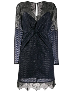 Кружевное платье с узлом спереди, синий Self-portrait