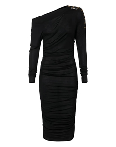 Драпированное асимметричное платье из джерси, черный Elisabetta franchi