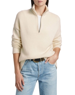 Свитер из шерсти и кашемира с застежкой-молнией на половину длины, слоновая кость Theory