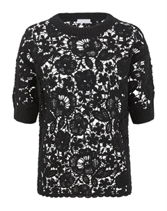Футболка из кружев с цветочным узором, черный Parosh